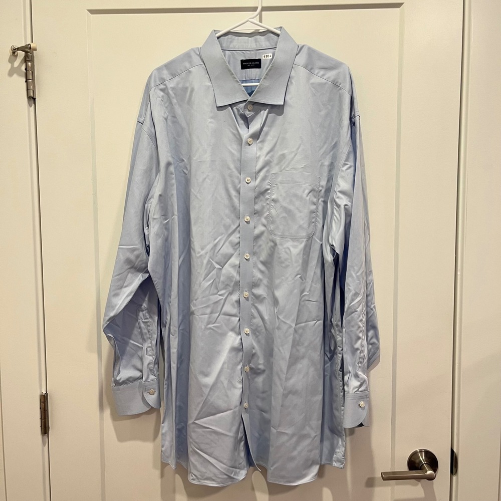 Proper‎ Cloth Mens Light Blue Twill Long Sleeve Button Down Dress Shirt Pocket